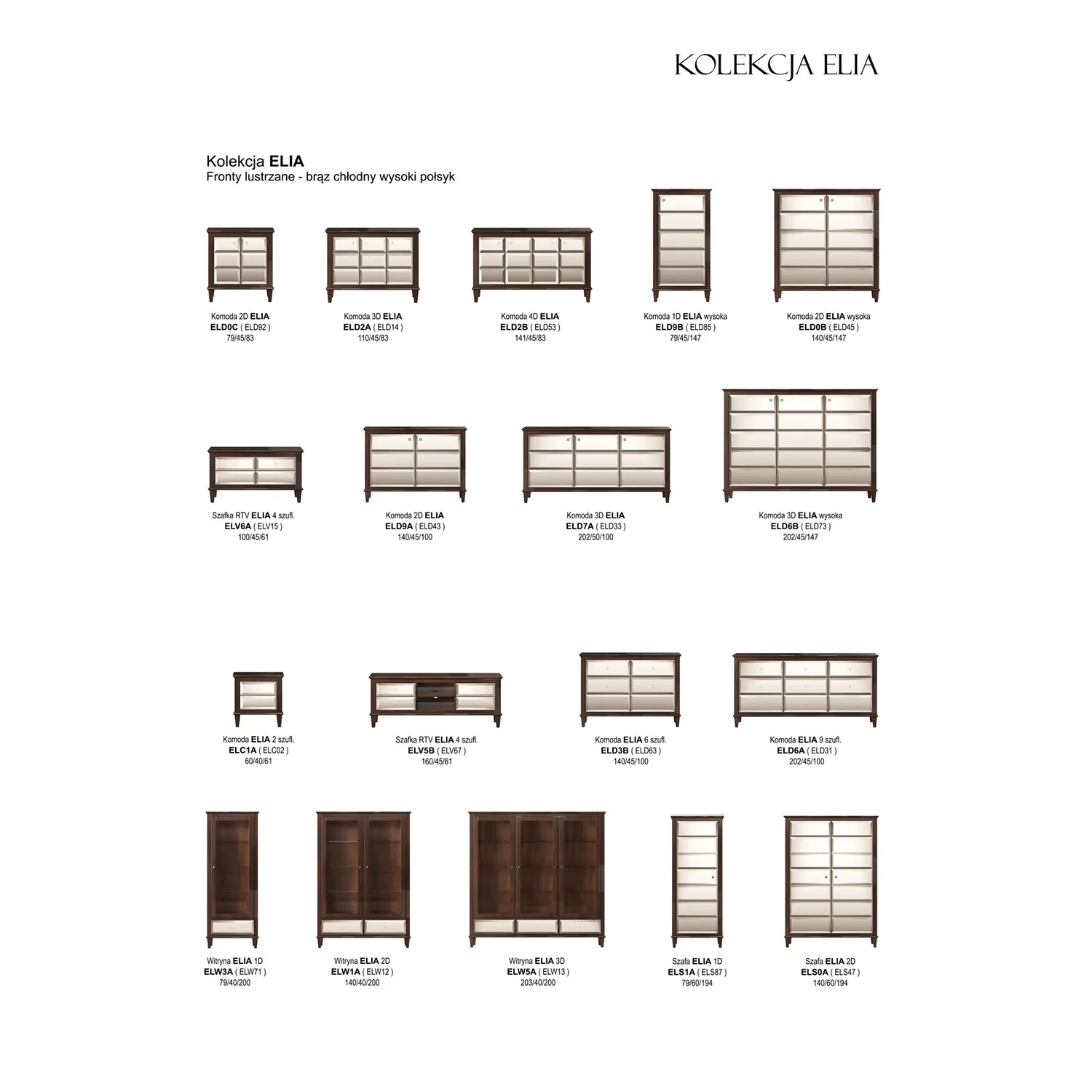 Komoda Elia 2-drzwiowa, wysoka, front lustrzany - obrazek 3