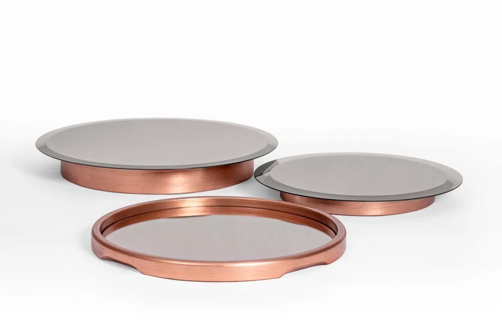 Taca lustrzana Ron na podstawie - miedziana duża